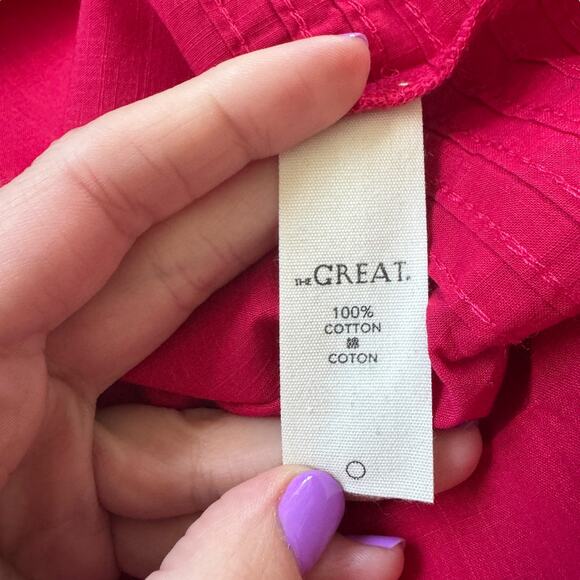 The Great. The Heirloom Cotton Midi Dress Red - Picture 7 of 11